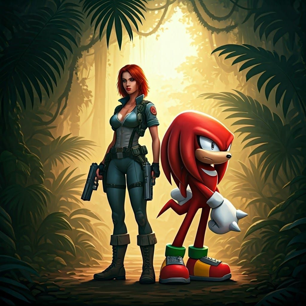 Regina (Dino Crisis) meets Knuckles the Echidna