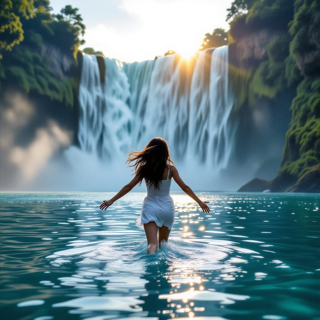 Teenage Girl Plunges Into Lake Near Giant Waterfall