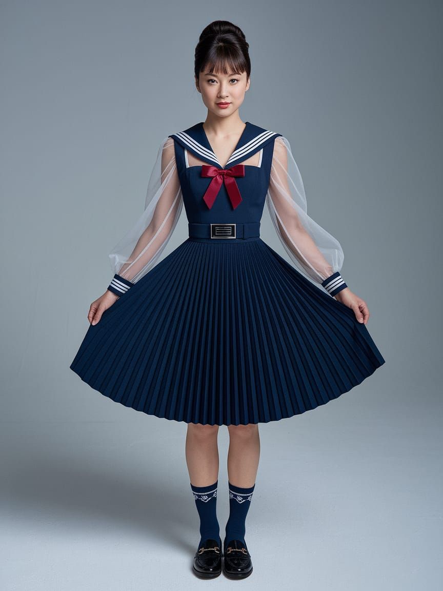 Kaori at Shrine Amid Cherry Blossoms in School Uniform