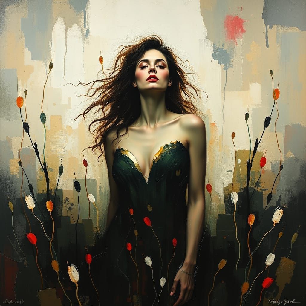 Woman's Connection to Nature: Expressionist Abstract