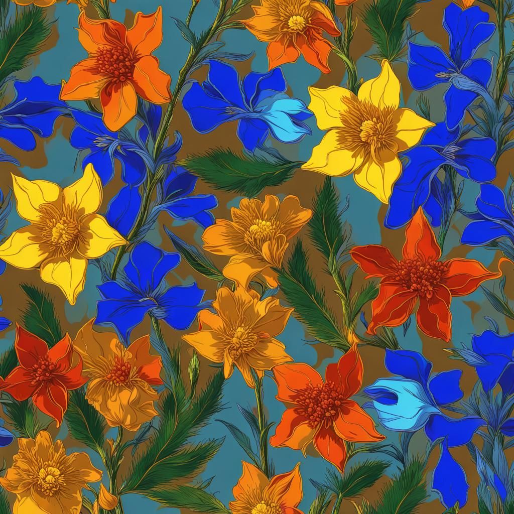 Metallic Blossoms in Pop Art Style