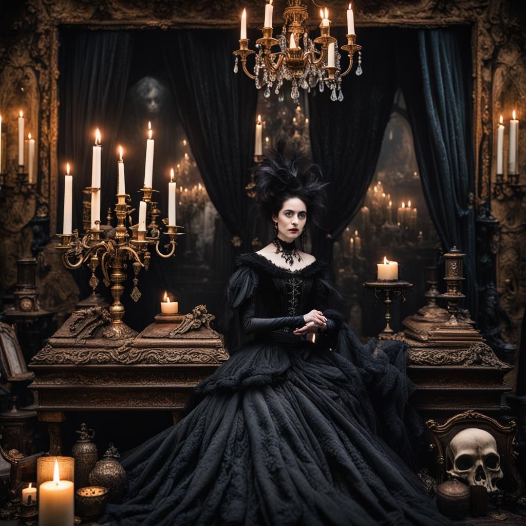 Vampire Emerges from Coffin in Opulent Victorian Setting