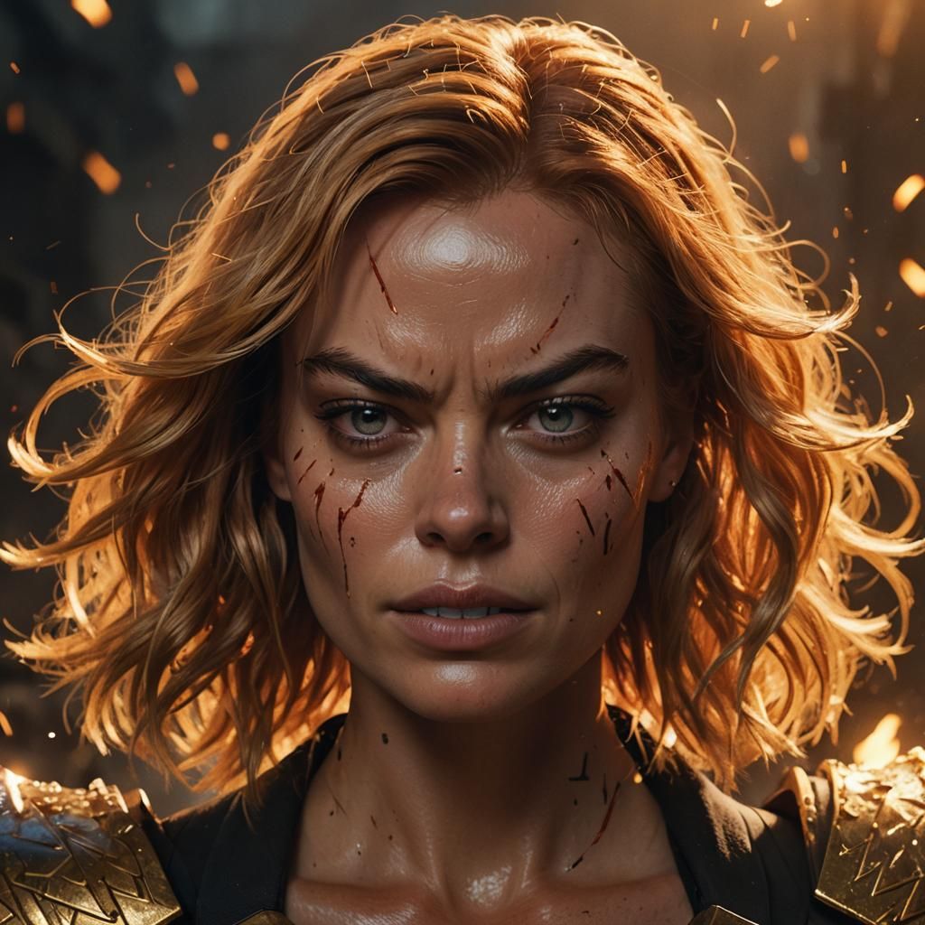 Fierce Redhead Portrait in Art Nouveau Style