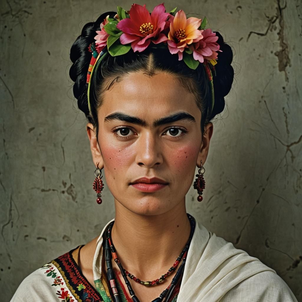 Frida Kahlo Portrait in Photojournalistic Style