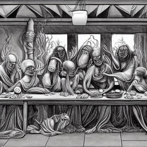 The Last Supper in Giger's Biomechanical Style