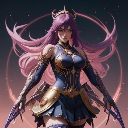 Abstract Anime Magical Girl in Detailed Digital Art