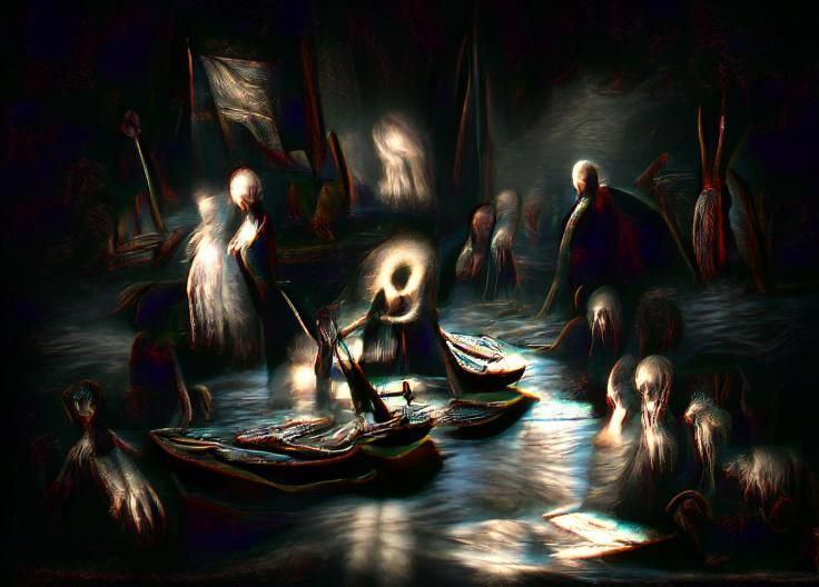 Chiaroscuro Ferryman in Horror Purgatory