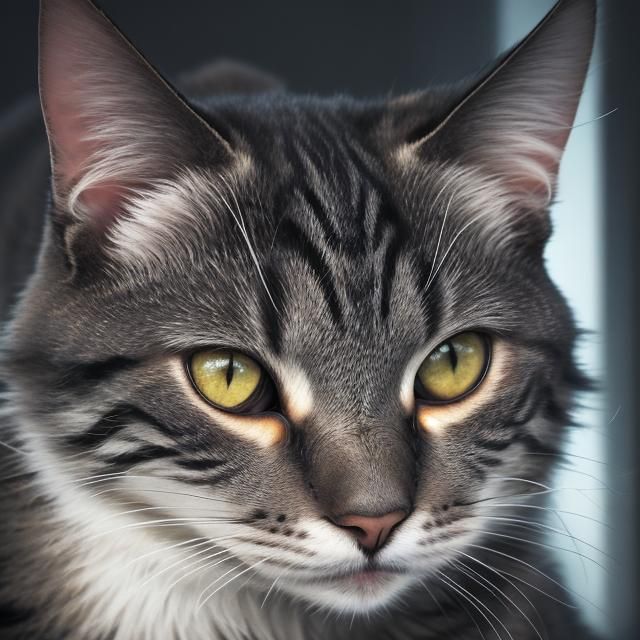 Hyperrealistic Cat Portrait in Acrylic Style