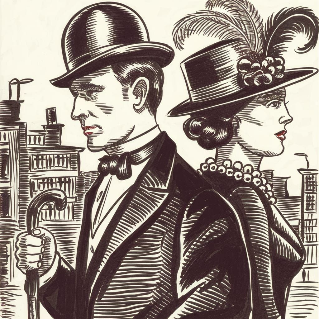 Pen and Ink Drawing in Gibson Style