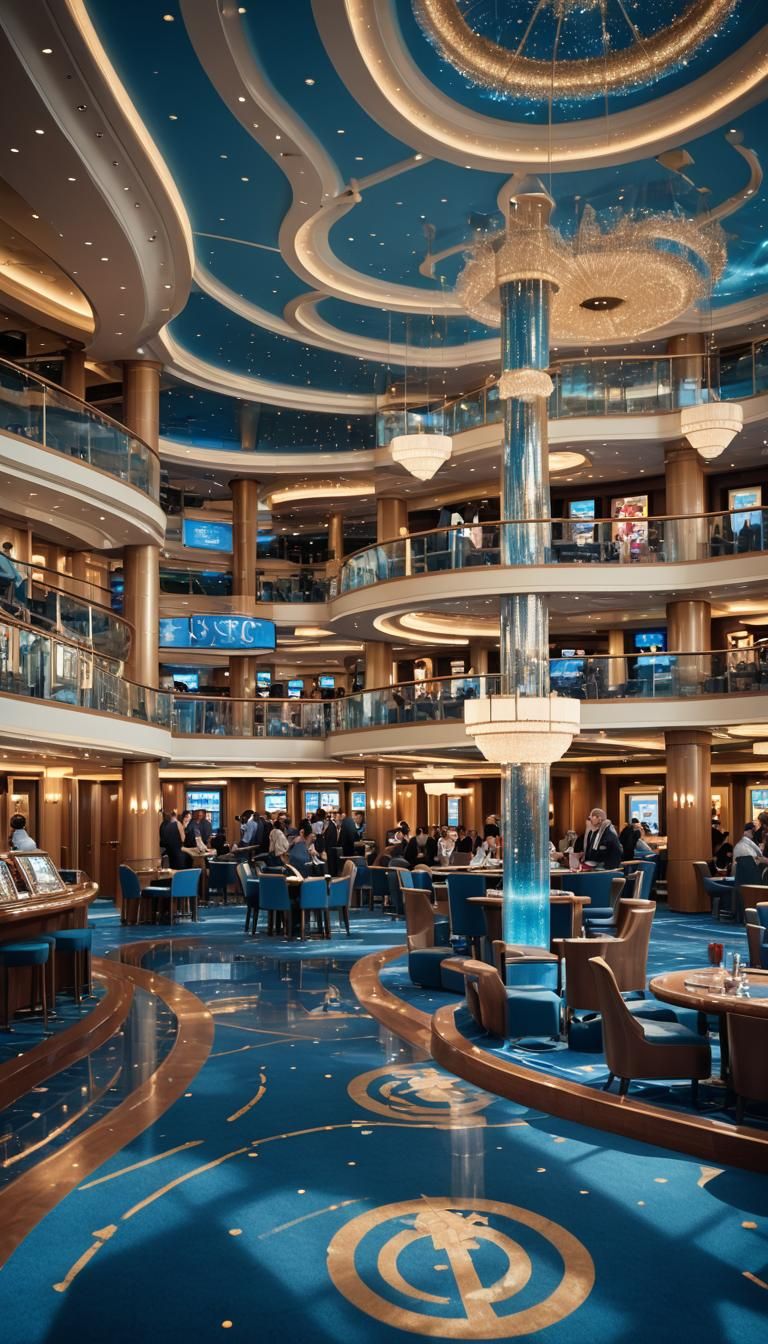 Cruise Liner Casino Interior in Blue Tones