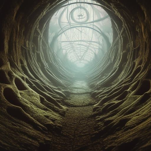 Creepy Underground City in Hyperrealistic Style