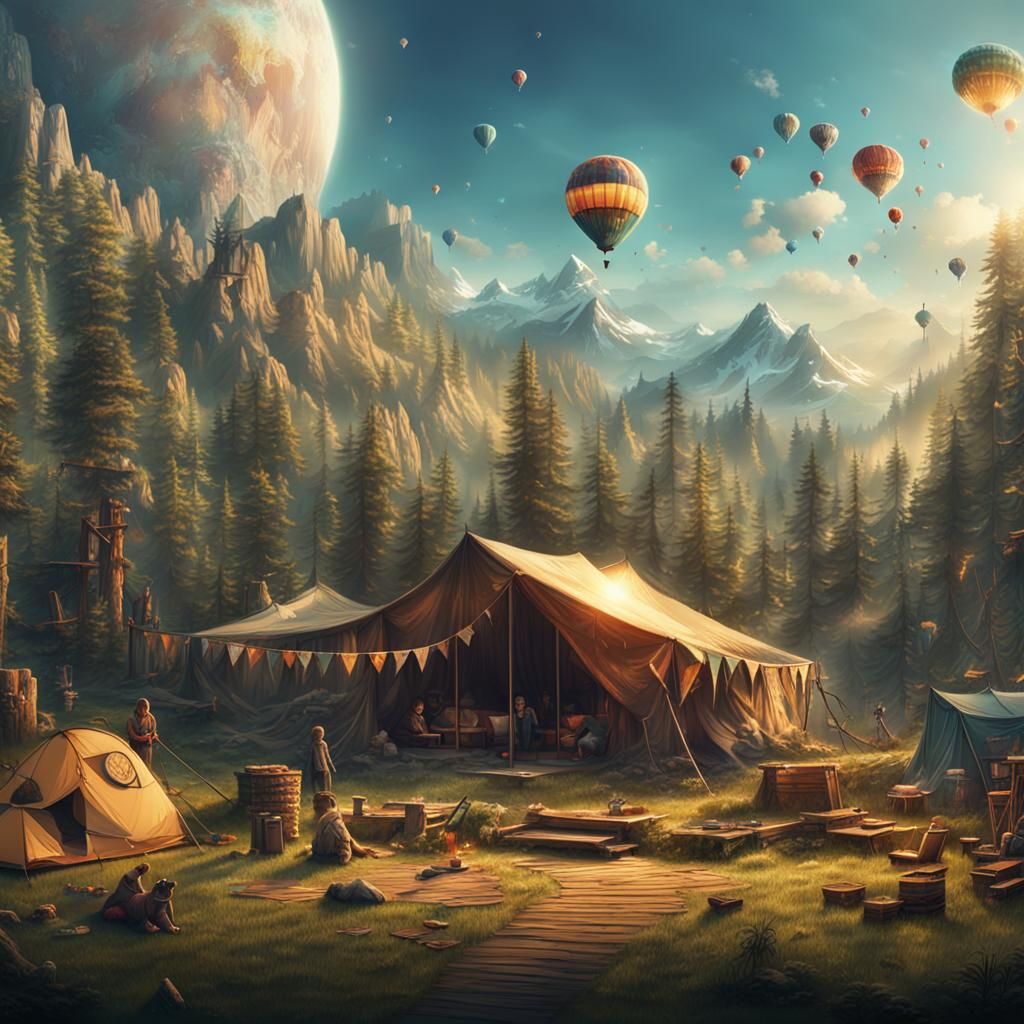Epic Summer Camp Banner: Digital Matte Painting