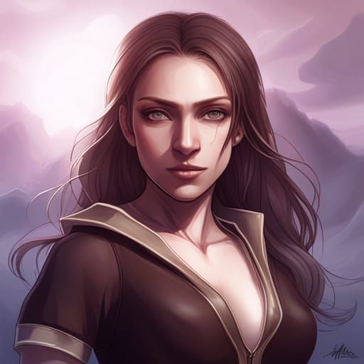 Detailed Portrait of Maria in Art Nouveau Style