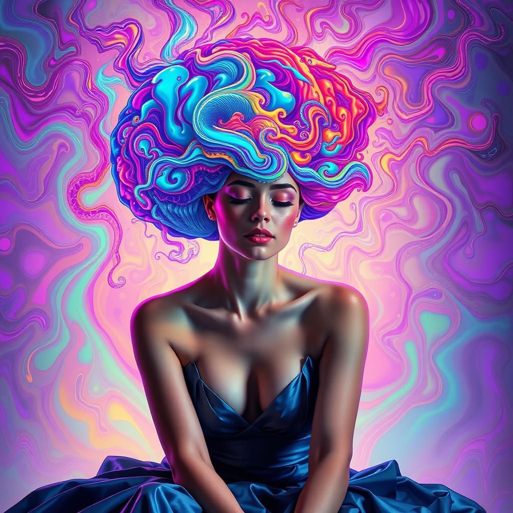 Dreamlike Digital Consciousness in Surreal Cyberpunk Style