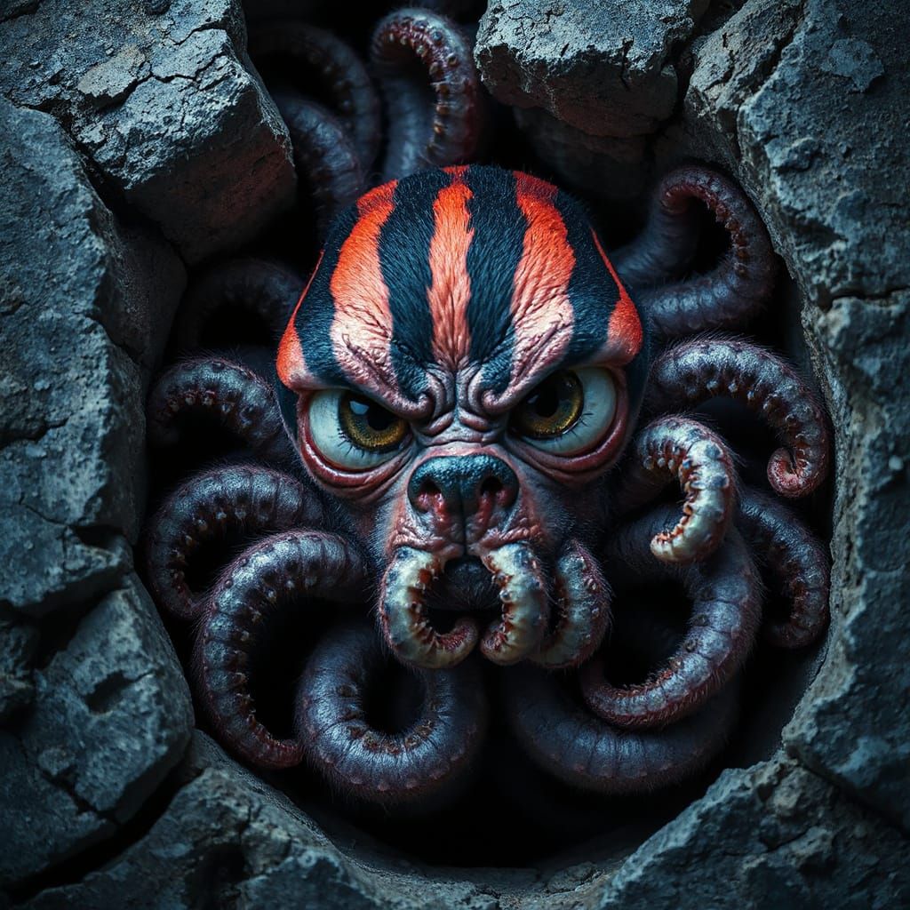 Creepy Cute Neon Creature with Tentacles