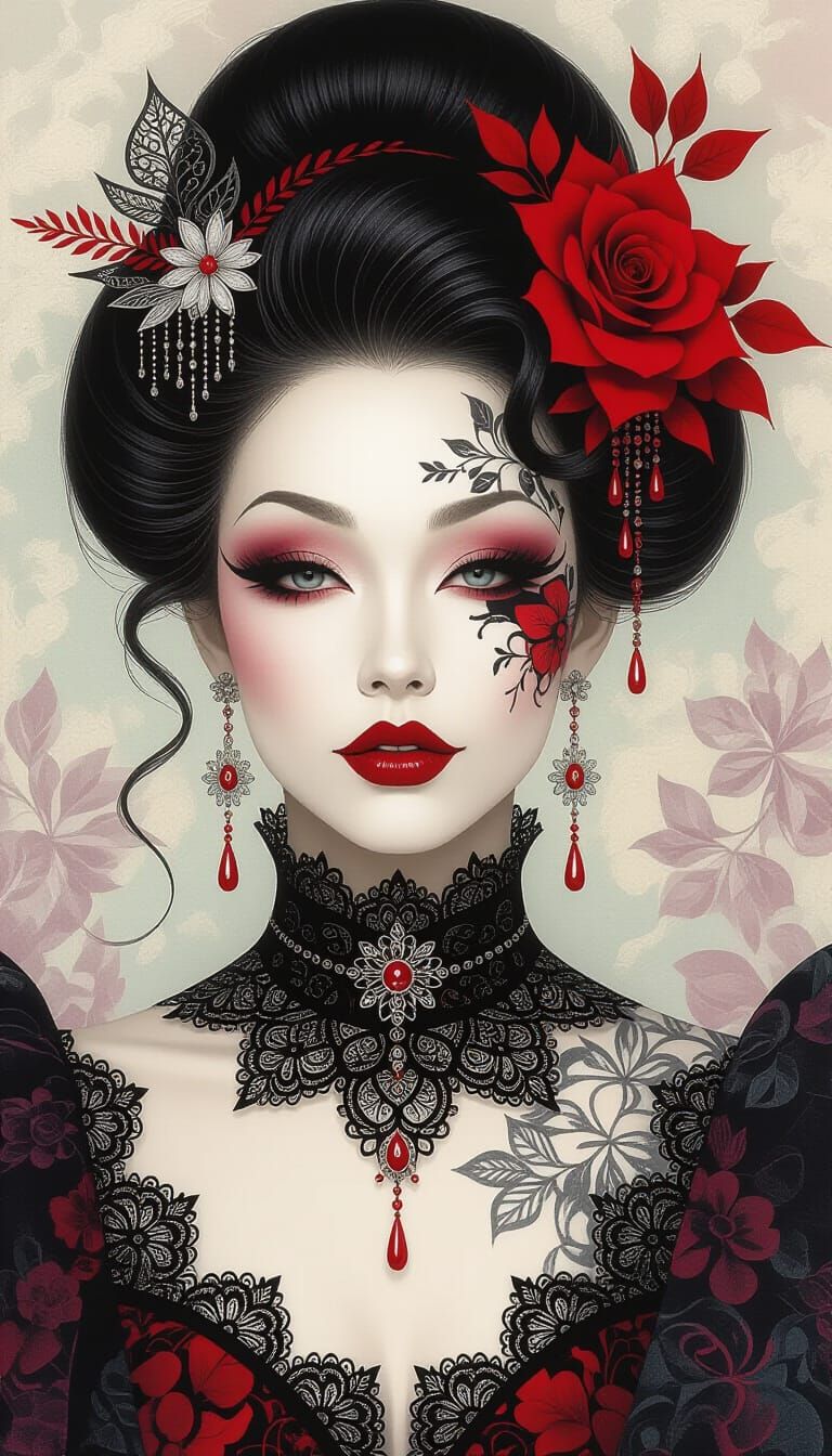 Abstract Drag Queen Portrait With Lace Details