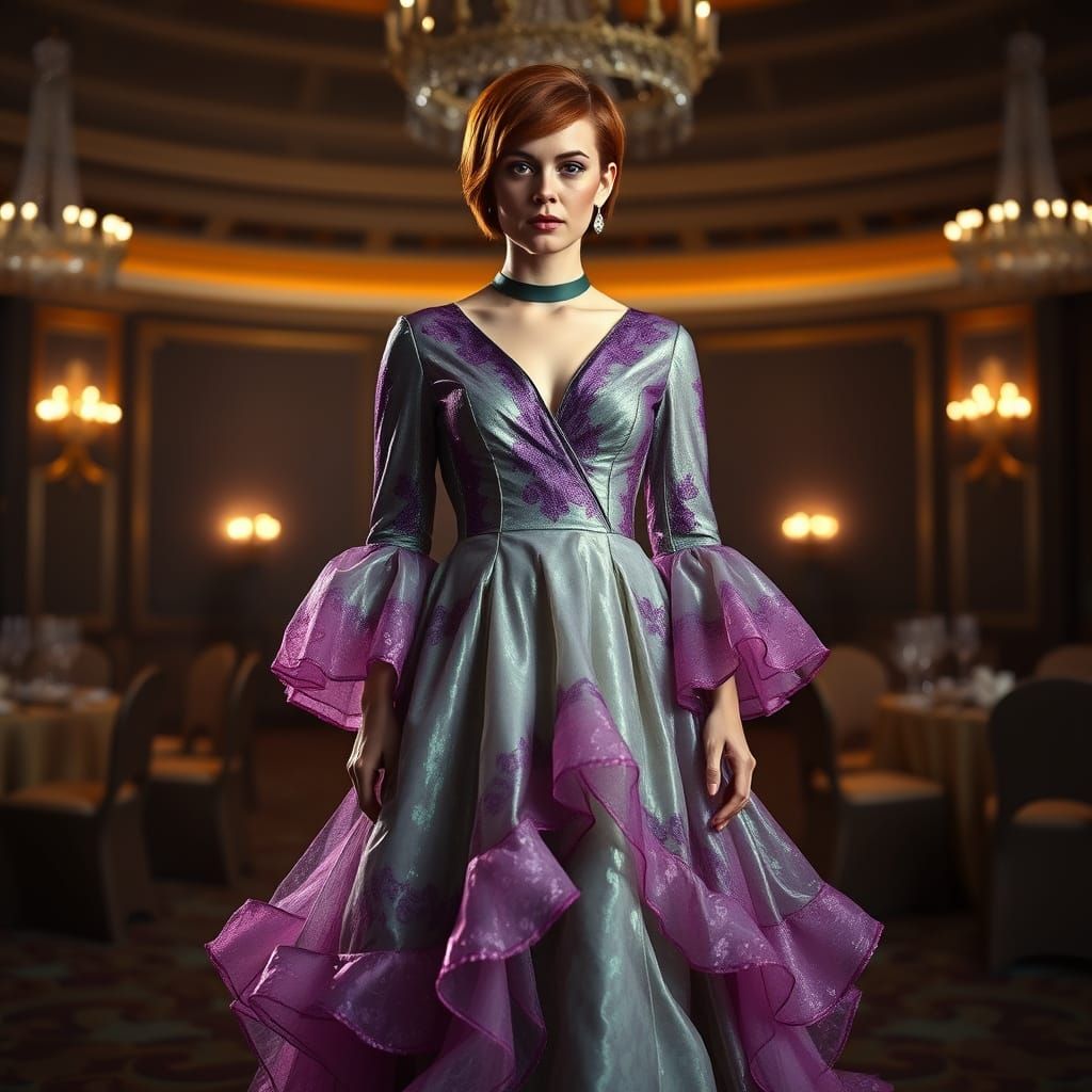 Elegant Woman in Grand Ballroom with Crystal Geode-Inspired ...