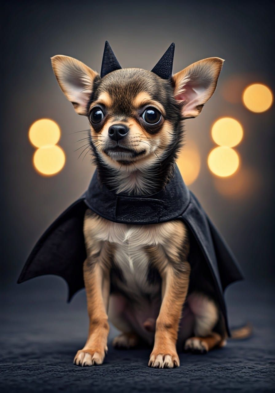 Chihuahua in Bat Costume: Digital Art