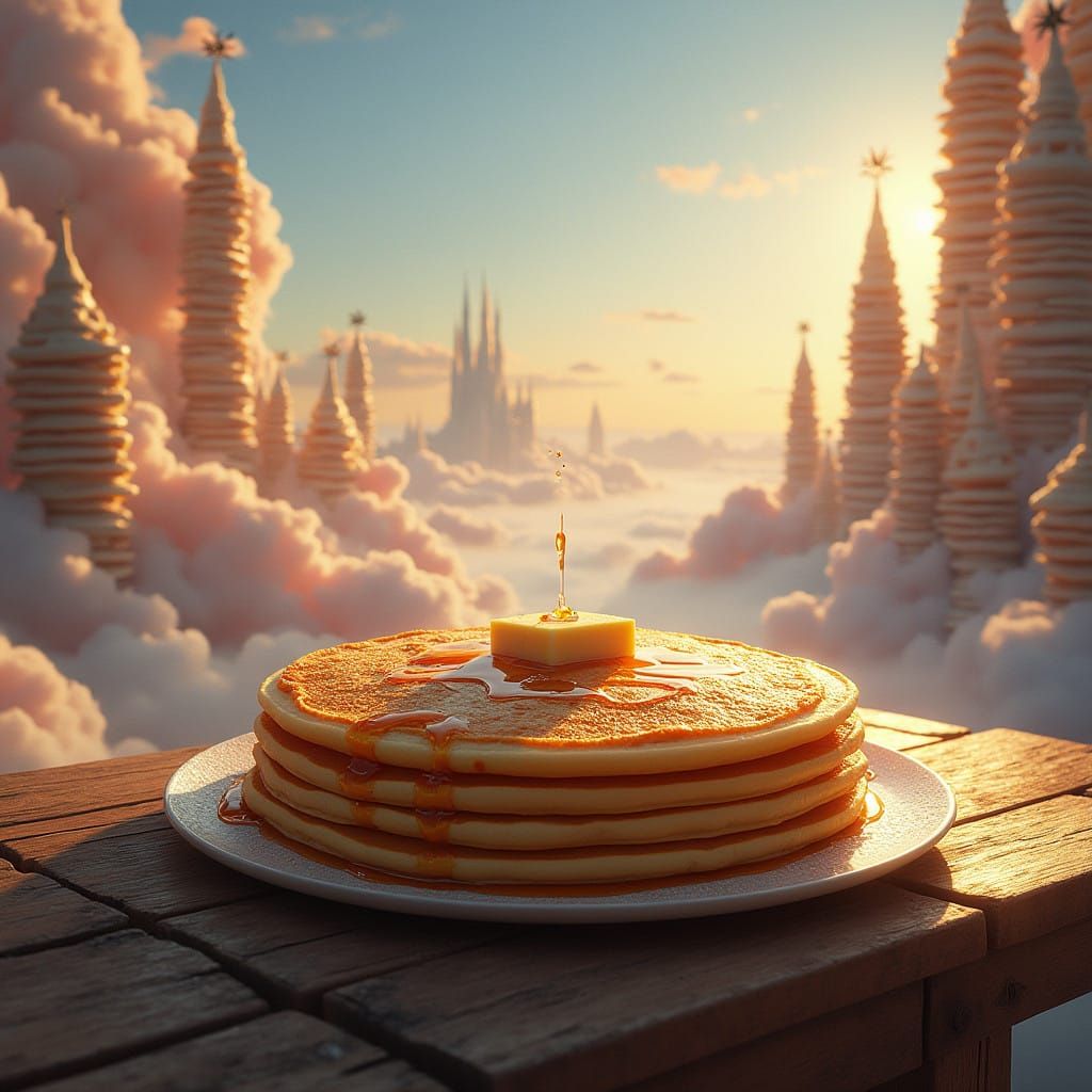 Fantastical Pancake Wonderland in Sci-Fi Landscape Style