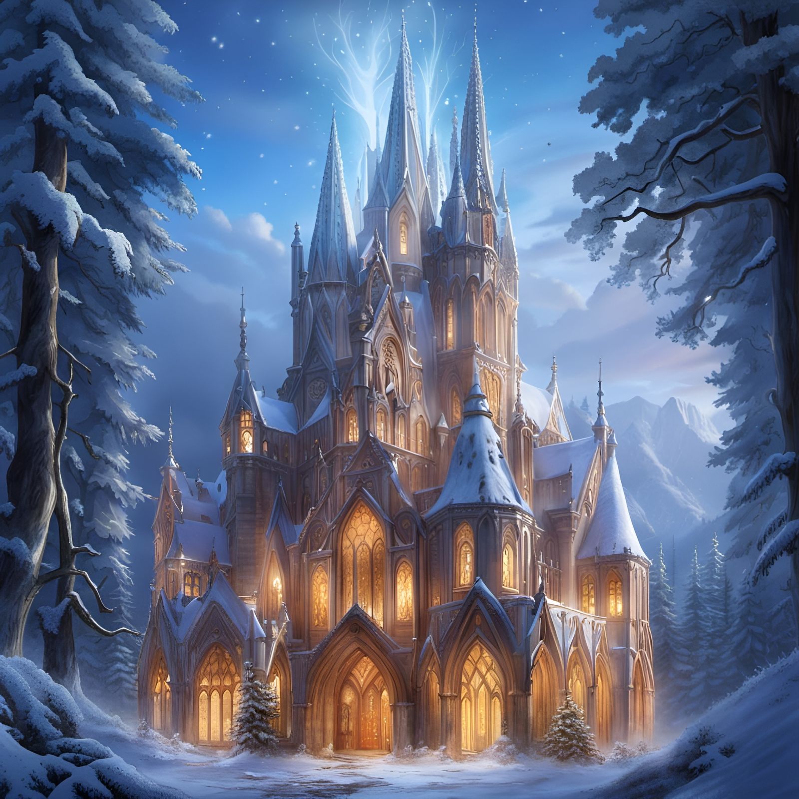 Snowy Fairytale Gothic Castle