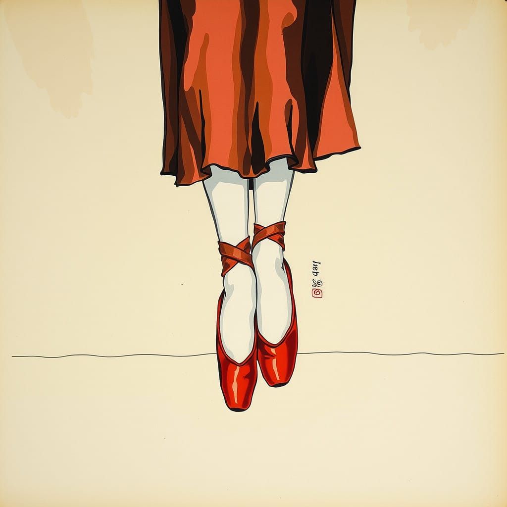 Ballerina in Red Shoes, Inspired by European Masters