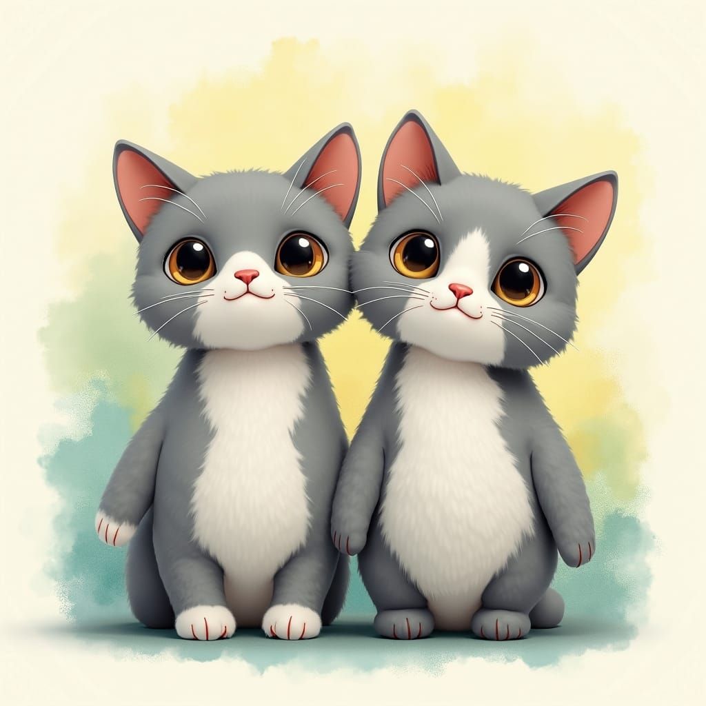 Elegant British Shorthair Plush Dolls in Digital Art Style