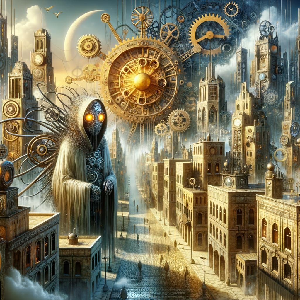 Clockwork Metropolis in a Realm Beyond Reality