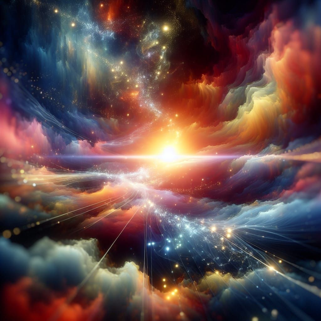 Ethereal Realms: Quantum Field of Light, Matte Painting