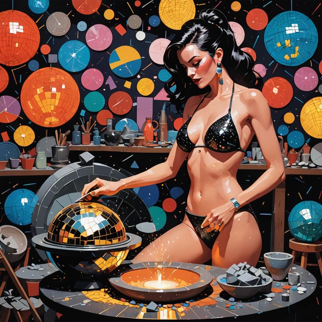 Disco Ball Bikini Pottery, 80s Style