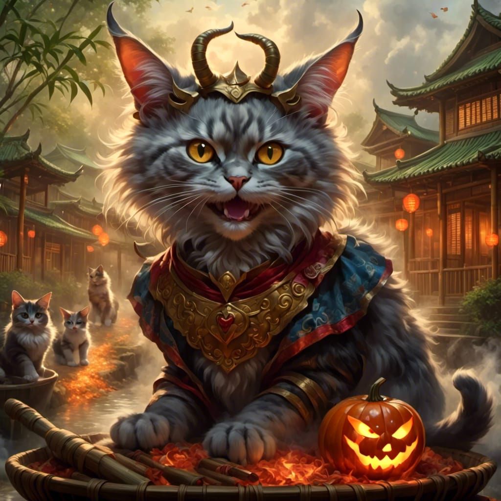 Ethereal Demon Cat Grinning Sinisterly