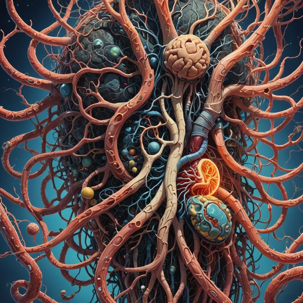 Glowing Digestive System in a Science Fantasy Style