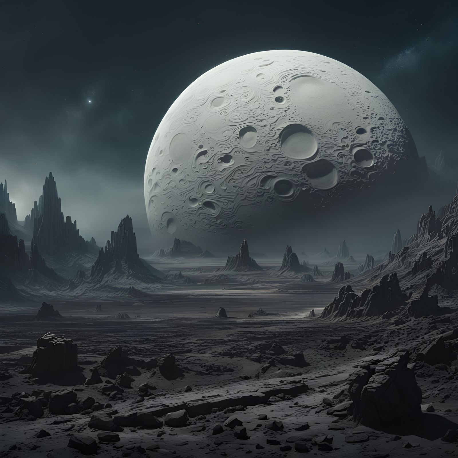 Epic Lunar Scene: Digital Matte Painting