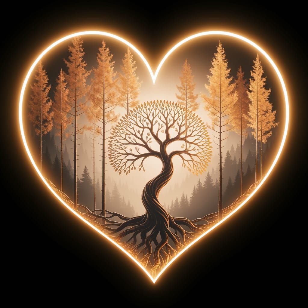Tree of Life Inside Glowing Heart
