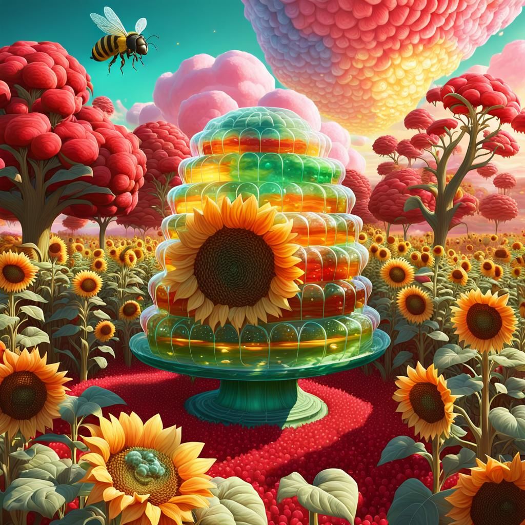 Jello Garden with Cotton Candy Field, Pixar Style