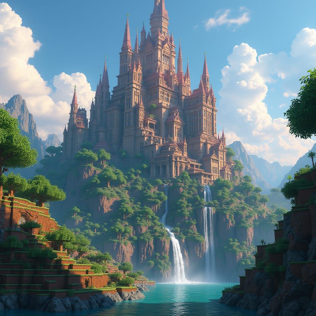 Minecraft Mega Structure Inspired by Fantasy Concept Art