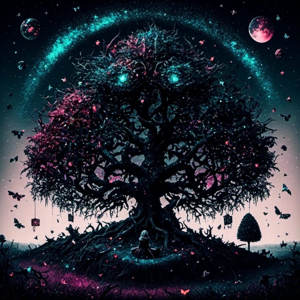 Glittering Last Tree in Desolate Landscape