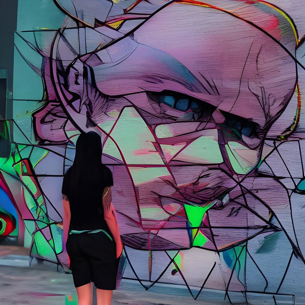 Surreal Cyberpunk Woman in Dystopian Alley