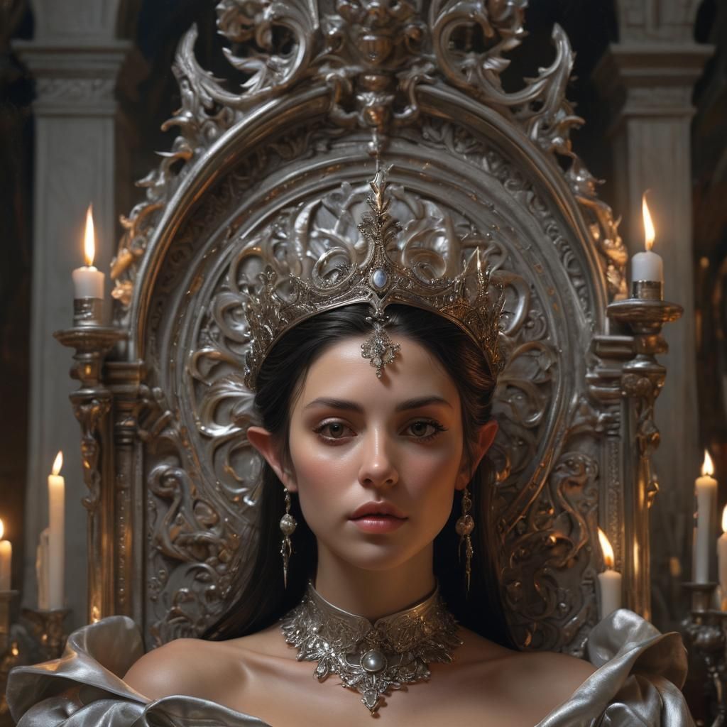 High Elf Princess Consort in Baroque Throne Room