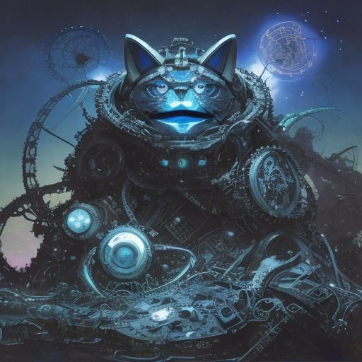 Futuristic Toy Cat in Surreal Sci-Fi Style