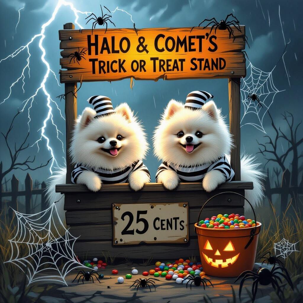 Prisoner Pomeranians Host Trick or Treat Stand During Thunde...