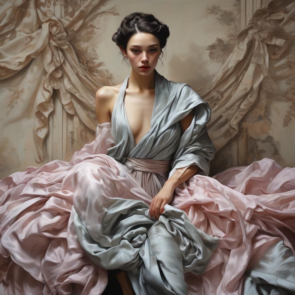 Baroque Oil Painting of Italian Model with Chiaroscuro