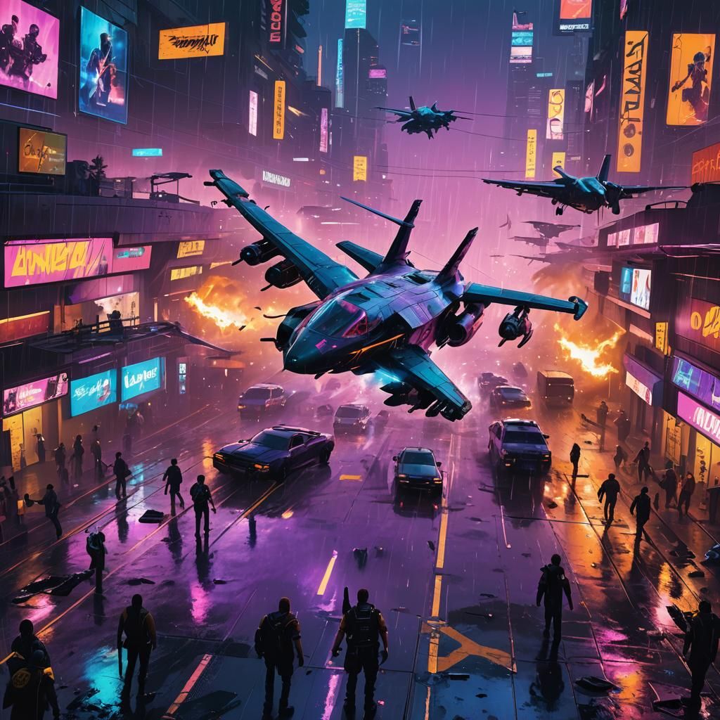 Crash Invades Los Santos Airport in Cyberpunk Style