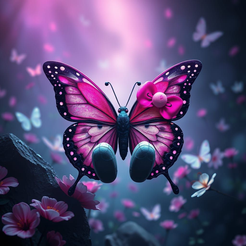 Epic Digital Matte Painting of Hello Kitty and a Butterfly