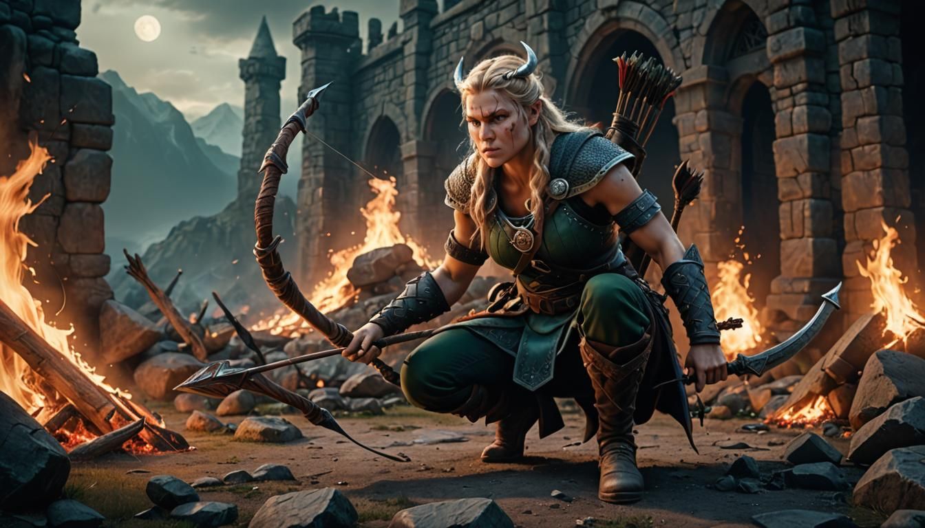 Viking Archer in a Dark Gothic Battleground