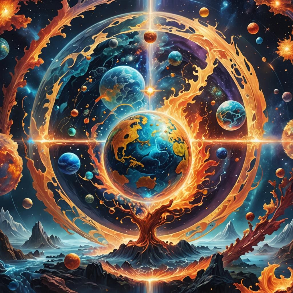 Earth's Creation: Holographic Cosmic Illustration