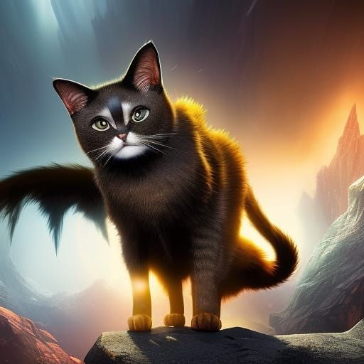 Eerie Cat-Bat Hybrid Creature Concept Art
