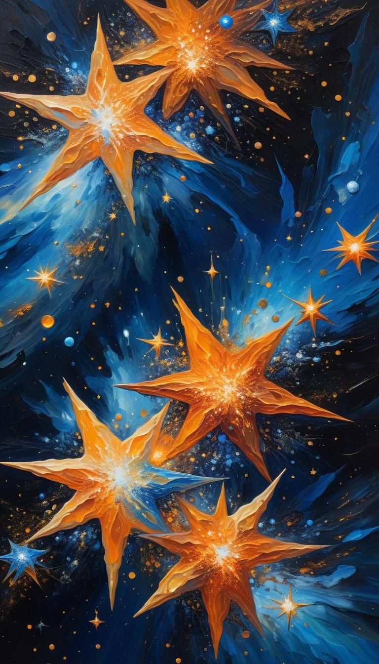 Surreal Cosmic Star Cluster in Vibrant Oil Painting Style