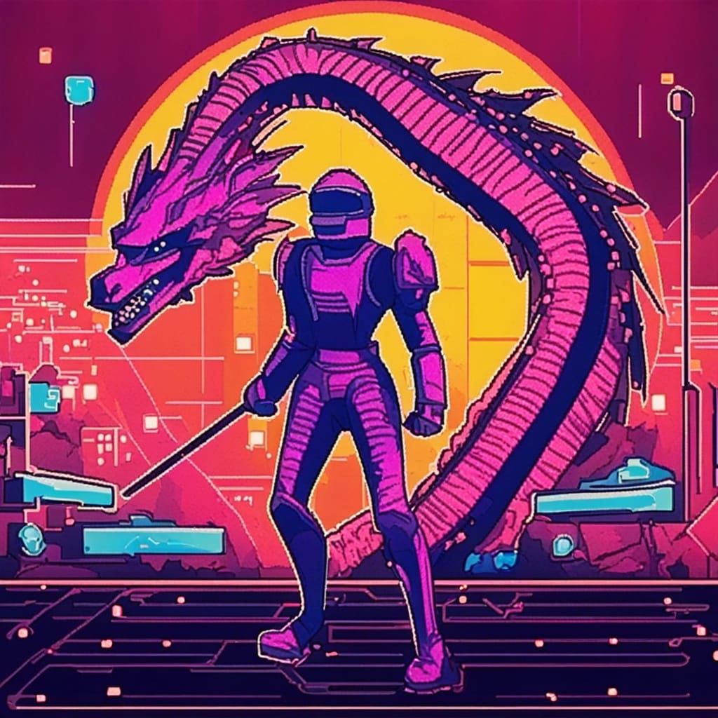 Anna Kendrick vs Dragon: Retro Pixel Art