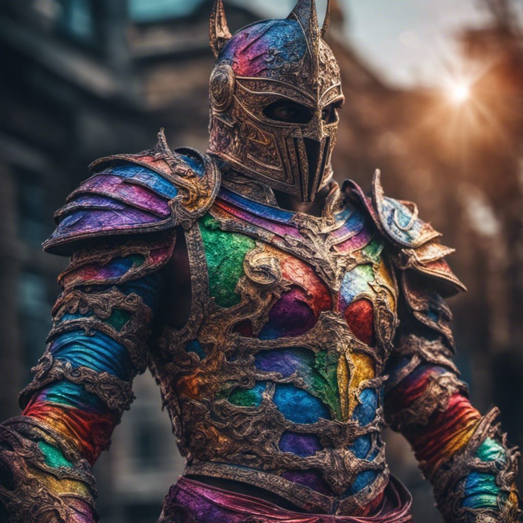 Hyperrealistic Rainbow Knight in HDR