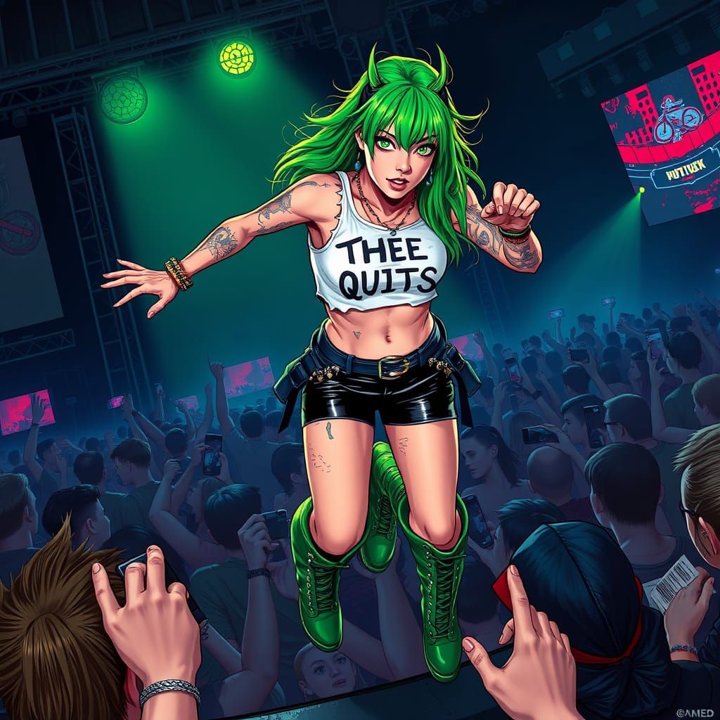 Cyberpunk Punk Rocker Dives into the Mosh Pit